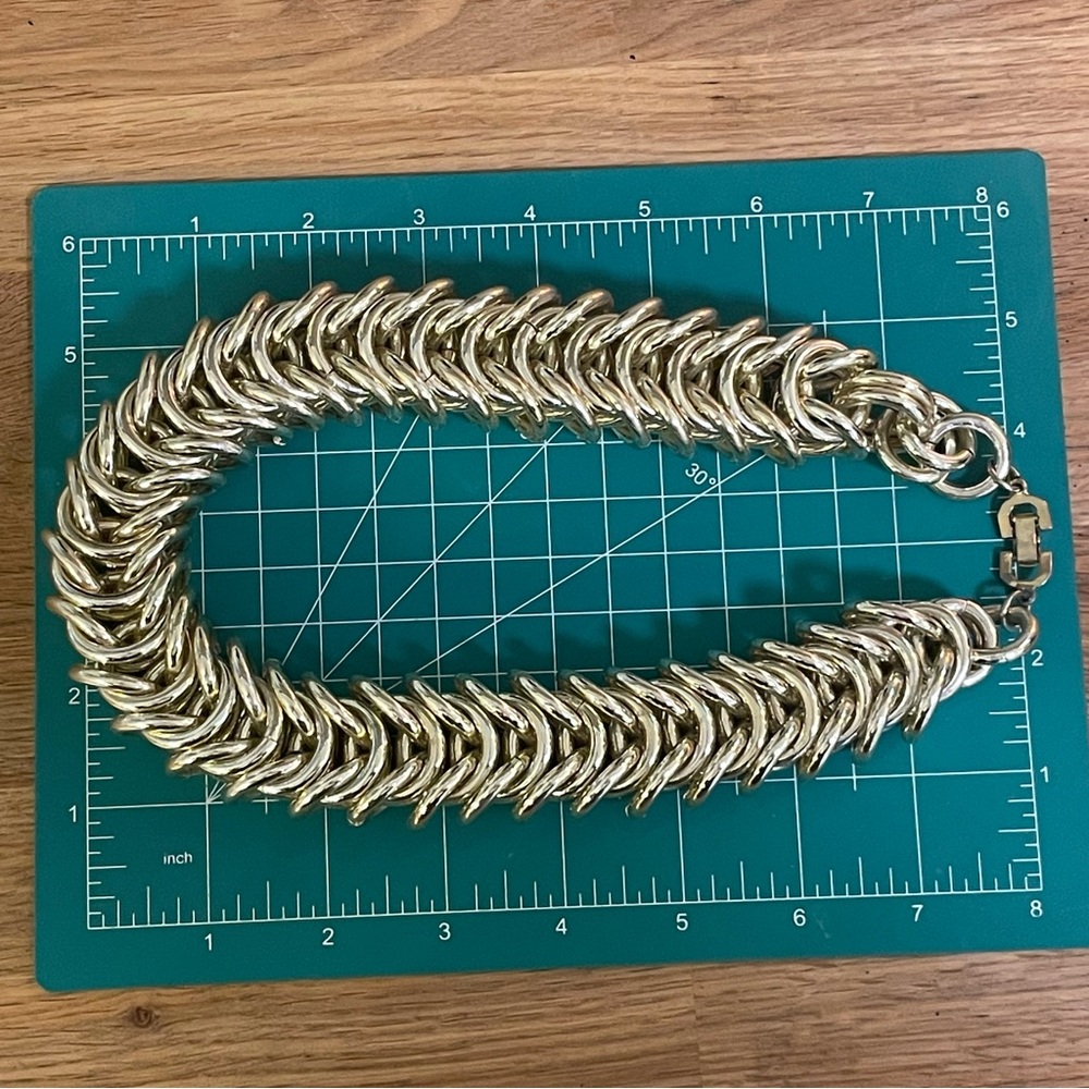 SOLD Chunky Chainmail Statement Necklace - Picture 3 of 3